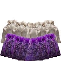 Sachet de fleurs séchées de lavande, sac en maille violette avec cordon de serrage, 9g, parfum pour vêtements