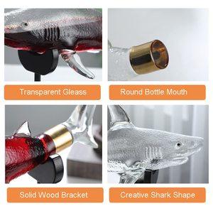 Ensemble de carafe en forme de requin 1000ml fabriqué à la main verre à liqueur transparent vin <span class=keywords><strong>whisky</strong></span> avec 4 verres pour Vodka Scotch <span class=keywords><strong>Bourbon</strong></span> - Product Image 5