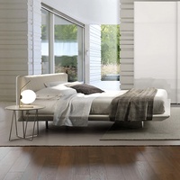 Modernes Luxuriöses Verstellbares Kingsize-Bettgestell Italienisches Design Echtes Leder Gepolstertes Kiefernholz Anpassbare Farbe Doppelbett