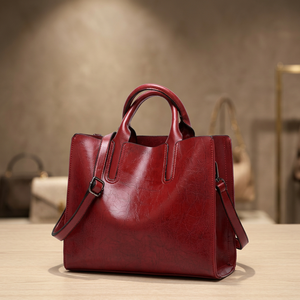 Sac à main en cuir véritable pour femme, élégant, avec bandoulière, fermeture éclair, durable, léger, imperméable, grande capacité 3L+ - Product Image 5