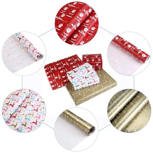 Christmas Gift <b>Wrapping</b> <b>Paper</b> Roll Santa Reindeer Snowflakes Pattern Double Sided Recyclable Eco-Friendly Digital Printing <b>Paper</b> - Product Image 2