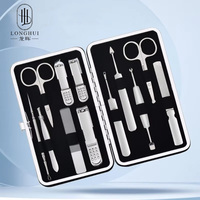 Longhui – Kit de manucure en acier inoxydable 12-en-1, ensemble complet d'outils de coupe-ongles, kit de soin des ongles portable, outils de beauté de taille compacte