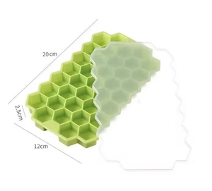 Bac à glaçons en silicone réutilisable à 37 cavités en forme de nid d'abeille avec couvercle flexible de qualité alimentaire, idéal pour les bâtonnets glacés et les sucettes glacées - Product Image 2