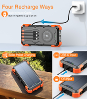 Batterie externe sans fil haute capacité, chargeur portable, charge rapide, 18400mAh, étanche, batterie de camping, double lampe torche