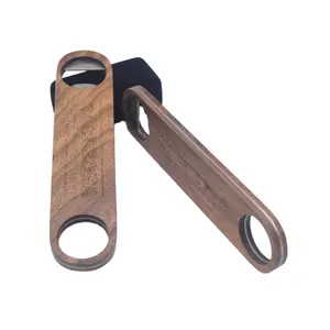 Laser engraving logo paddle shape dark wood bottle opener kitchen tool promotional cheap wooden bottle opener with high quality