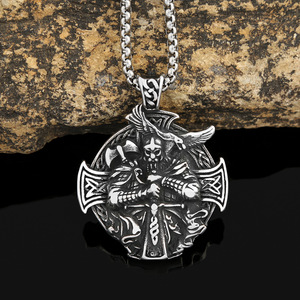 yunnique Viking Odin Raven Pendant Men Stainless Steel <b>Cross</b> Necklace Jewelry Gift Accessories - Product Image 1