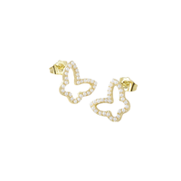 Conjunto de pendientes de collar de cobre de oro de 18 quilates de lujo para mujer, amor exótico, mariposa, perla, peso ligero, opción de regalo al por mayor de moda