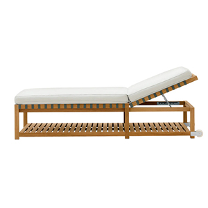 Tumbona de Madera de Teca Natural para Exteriores con Cojín, Tumbonas para Jardín y Piscina - Natali - Product Image 1