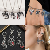 10 Breloques Dragon Gothique en Alliage Argenté avec Émail Noir et Blanc, Motif Aile Intricate et Effet Flamme, pour Collier/Bracelet DIY