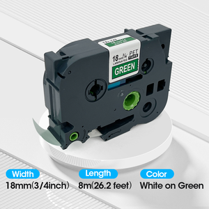 Cinta Adhesiva Laminada Estándar Orison Tzo-745 de 18 mm, Blanca sobre Verde, Compatible con Tze745 Tze-745 para Impresoras Brother <span class=keywords><strong>P</strong></span>-<span class=keywords><strong>Touch</strong></span> - Product Image 4