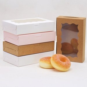 Phổ biến rõ ràng cửa sổ Cookie bánh nhỏ Hộp Quà Tặng container trắng nâu giấy thực phẩm hộp cho món tráng miệng - Product Image 1
