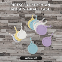 Étui de protection pour porte-clés en PU irisé imperméable à motif personnalisé, pendentif de présentation de badge anime, rangement pour broche de la Fête du Poisson d'avril
