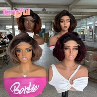 Wig Rambut Manusia Asli Vietnam Berlapis Keriting dengan Lace Front, Kepadatan 300%, Pre Plucked, Hairline Alami, Bleached Knots, Wig Tanpa Lem