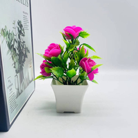 FL-393 Plante Artificielle Bonsaï Mini Rose Mousse Plante Vert Succulente en Pot Fleur Fête des Mères ou Saint Valentin Cadeau
