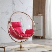 Chaise d'intérieur et d'extérieur en acrylique moderne bambou patio rotin osier oeuf suspendu balançoire chaise transparente avec support en métal