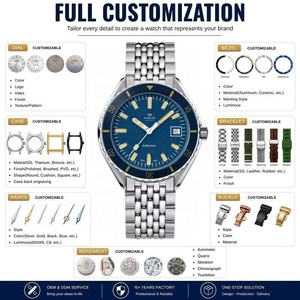 Reloj de Buceo Automático Personalizado de Fábrica OEM para Hombre, Ovalado, de Acero Inoxidable, Analógico, con Manecillas Superluminosas, Mecánico, 100M, Azul Claro - Product Image 2