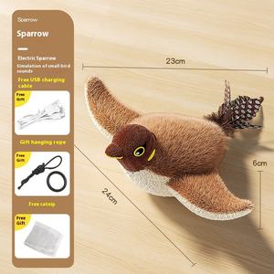 Smart elettrico ricaricabile con tocco di peluche attivato passero cinguettio Tweet movimento interattivo per animali domestici ali che sbattono uccello giocattolo per gatti - Product Image 6