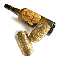 Fournisseur personnalisé Ventes Impression Étiquette de bouteille de vin en métal Autocollant en relief en feuille d'or argentée
