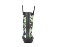 Bottes Wellington imperméables mi-mollet pour enfants et tout-petits avec semelle intermédiaire en EVA, tige en caoutchouc souple, légères et faciles à enfiler avec poignées.