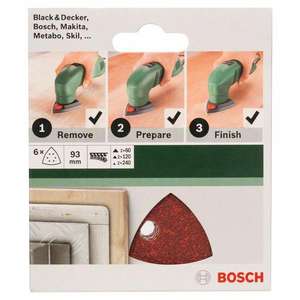 BOSCH - 2609256A54 Juego de hojas de lijado para lijadora Delta 93mm (6 uds.) -EAN 3165140614702 ABRASIVOS PAPELES ABRASIVOS - Product Image 2