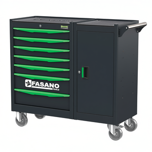 Armoire à outils roulante Fasano Tools à 7 tiroirs avec porte et roulettes pour la réparation automobile - Product Image 2