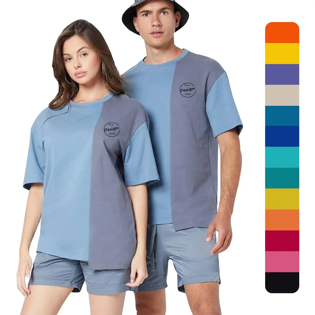 JL0607B maglietta bicolore moda uomo di alta qualità maglietta uomo Color Block maglietta alla moda maglietta oversize Unisex