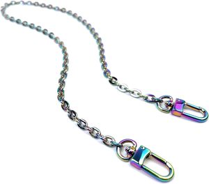 Chaîne de sac à main plate ovale en métal arc-en-ciel Versakits avec fermoirs mousquetons, poignée de remplacement en chaîne pour sacs à main et pochettes - Product Image 1