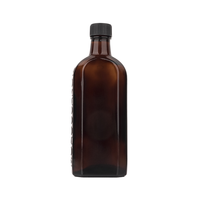 Vente en gros de bouteilles en verre ambré plates de 50 ml, 100 ml, 150 ml avec bouchon à vis noir, emballage en verre plat vide unique