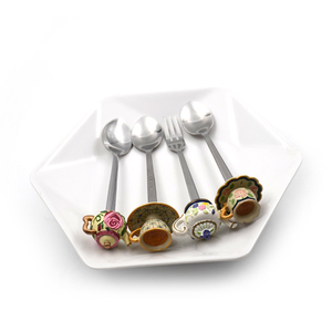Fruit Fork Spoon Custom Spoon Stainless Steel With Resin Handle OEM Novelty Dinner Sets <strong>Flatware</strong> Sets Stainless Steel Metal