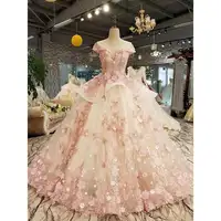 कशीदाकारी Vestidos डे Novia राजकुमारी झोंके स्फटिक कोरियाई शादी की पोशाक 3d फूल