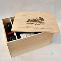 Mallette de transport de stockage de vin de pin à charnière rustique loquet de verrouillage bouteille en bois emballage caisse boîte cadeau pour bière, whisky, Champagne
