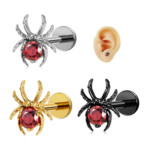 Helix piercing phẳng trở lại bông tai Spider ear piercing đồ trang sức phụ nữ tai đồ trang sức Halloween Spider Web thiết kế sexy piercing - Product Image 1