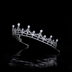 Diadèmes <span class=keywords><strong>de</strong></span> mariée princesse Koearn, zircon, perle, <span class=keywords><strong>cuivre</strong></span>, métal, couronnes, diadèmes classiques luxueux haut <span class=keywords><strong>de</strong></span> gamme pour les mariages et les fêtes - Product Image 2