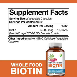 อาหารเสริมคุณภาพสูง ไบโอติน 5000mcg แคปซูลวีแกนเพื่อความงาม บำรุงผม ผิว เล็บให้แข็งแรง - Product Image 2