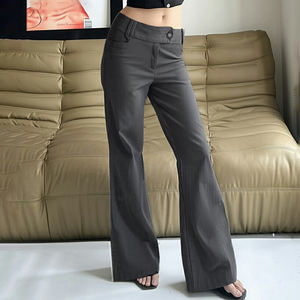 Women Button <b>Down</b> Straight Leg Trousers Loose Fit Woven <b>Pants</b> Y2K Style Ladies Casual Long <b>Pants</b> - Product Image 4