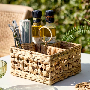 Rustic 3-compartment storage <b>basket</b> <b>Wicker</b> <b>basket</b> woven from 100% water hyacinth, kitchenware and spices - Product Image 1