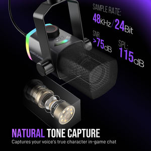 ไมโครโฟน <span class=keywords><strong>FIFINE</strong></span> AM8 PROT แบบไดนามิก RGB ควบคุมได้ ชุดไมโครโฟนแบบ <span class=keywords><strong>XLR</strong></span>/USB พร้อมขาตั้ง 3-in-1 ปุ่มปรับดิจิตอล สำหรับพอดแคสติ้งและเล่นเกมบนพีซี - Product Image 3