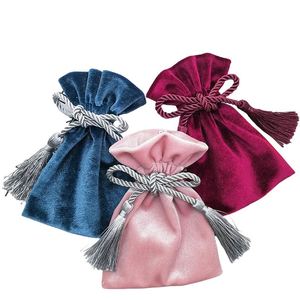 Customized logo European Style Drawstring Velvet <b>Bag</b> <b>Wedding</b> Candy <b>Bag</b> with Tassel Recyclable Jewellery Packaging Return <b>Gift</b> - Product Image 1
