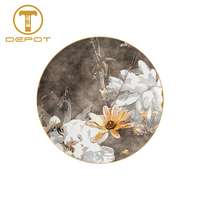 Service d'assiettes en porcelaine fine de qualité supérieure, motif floral peint à la main, assiettes de présentation créatives en céramique vintage, vaisselle pour banquets de mariage