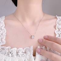 NORELLE kalung liontin bulat Moissanite wanita, 1 karat S925 perak murni perhiasan halus untuk wanita kalung hadiah ulang tahun