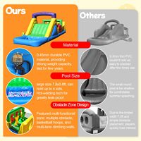 Structure gonflable commerciale de 22 pieds pour grands enfants, parcours d'obstacles gonflable avec piscine à jets d'eau, toboggan aquatique large, château gonflable de 22x8x8.2 pieds
