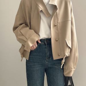 เสื้อเชิ้ตผู้หญิงแขนยาวคอเต่าสีพื้นแบบหลวมๆ สไตล์ลำลองประดับกระดุมเฉียงสำหรับขายส่งช่วงฤดูใบไม้ร่วง - Product Image 5