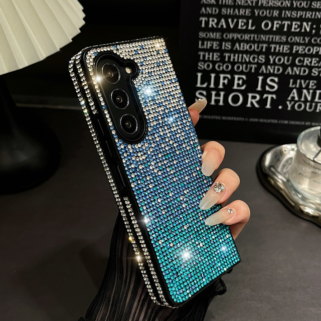 Luxury Designer Cute Bling Full Gradient Diamond PC Shockproof Phone Case for SAMUNG Galaxy Z Fold 6 5 4 3