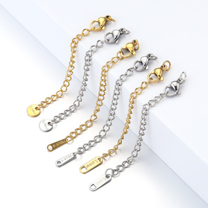 Cadena de acero inoxidable grabada de 5 cm con cierre de mosquetón para la fabricación de collares y accesorios de joyería - Product Image 1