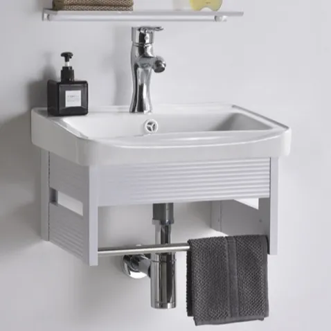 Mobiletto da bagno in alluminio con design semplice ad angolo piccolo con lavabo a specchio quadrato