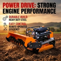Broyeur forestier industriel robuste à moteur diesel, télécommandé, largeur 120 cm, 23 CV, coupe-herbe 45 °   Tondeuse à fléaux sur chenilles