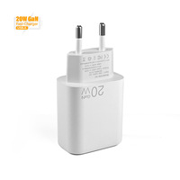Gan 20W Plug Fast Speed EU Pin Charger Noir Blanc USB Wall Charger pour iPhone 16 Tablet Smart Watch Mobile Phone Electric Type