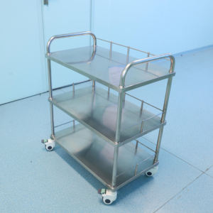 Chariot médical moderne en acier inoxydable, rangement mobile, roulettes à quatre roues, verrouillage pour utilisation hospitalière, chariot médical mobile - Product Image 3