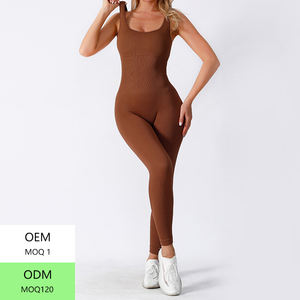 Mono de Yoga con patrón sólido sin costuras para mujer, ropa deportiva informal sin espalda con almohadilla de pecho de punto y fuerza corta hasta la rodilla - Product Image 4