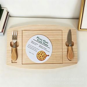 Tabla de Cortar de Madera con Juego de Cuchillos para Queso, Plato Multifuncional para Pizza y Frutas, Material de Pino, Forma Rectangular - Product Image 5